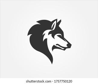 Elegance simple head wolf side view logo, symbol design illustration