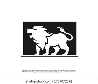 elegance Simple stand lion in black square logo symbol design illustration