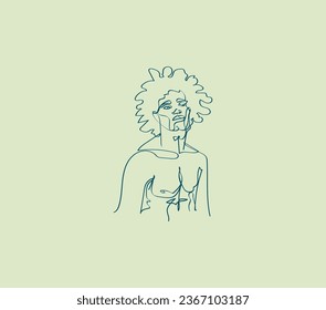 Elegance in simplicity: Explore our one-line drawing of an Afro guy. Minimalist art at its finest.