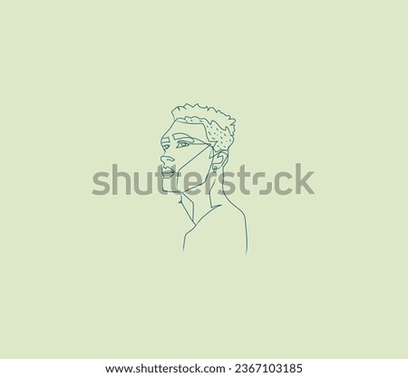 Elegance in simplicity: Explore our one-line drawing of an Afro guy. Minimalist art at its finest.
