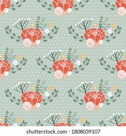 Elegance spring flower seamless pattern in pastel earthy color. Can use for print, template, fabric, presentation, textile, banner, poster, wallpaper, digital paper, scrapbook, instant download