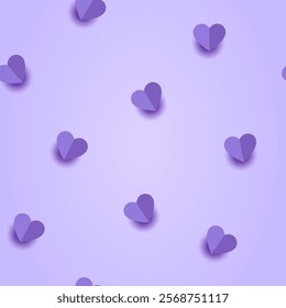 Elegance St. Valentine’s Day background with hearts in papercut style in purple color.