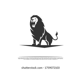 elegance stand lion with roaring logo symbol design illustration