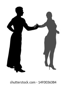 Elegance tango Latino dancers vector silhouette isolated on white background. Dancing couple. Partner dance salsa, woman and man in love. lady and gentleman dance passionate Latin erotic sensual dance