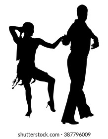 Elegance tango Latino dancers vector silhouette isolated on white background. Dancing couple. Partner dance salsa, woman and man in love. lady and gentleman dance passionate Latin erotic sensual dance