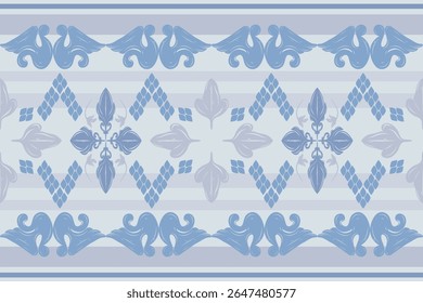 Elegance Traditional Motif Scroll Geometric Ornament Delicate Florals Abstract Border Pattern. Exquisite Chevron Medieval Classical Grey Silver Blue Element Wealth Rich Style Embroidery Costume Silk 