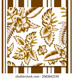 elegance tropical seamless pattern with jasmine flower, banana leaf and fern leaves plants vector design. Floral background. Exotic tropics Summer. nature wallpaper. print texture