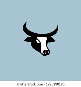 Elegance vector illustration of bull head logo, buffalo cow ox logo design inspiration.