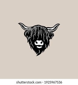 Elegance vector illustration of bull head logo, buffalo cow ox logo design inspiration.