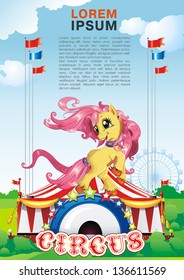 Elegance Vector ilustración de pequeño caballo de circo, hermosa ilustración