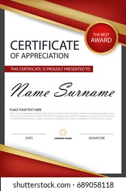 Elegance vertical certificate with Vector illustration ,white frame certificate template with clean and modern pattern presentation