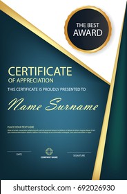 Elegance vertical certificate with Vector illustration ,white frame certificate template with clean and modern pattern presentation