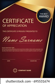 Elegance vertical certificate with Vector illustration, white frame certificate template with clean and modern pattern presentation