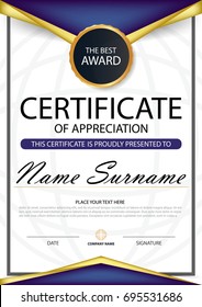 Elegance vertical certificate with Vector illustration ,white frame certificate template with clean and modern pattern presentation