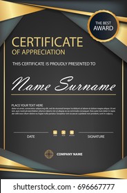 Elegance vertical certificate with Vector illustration ,white frame certificate template with clean and modern pattern presentation