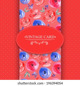 Elegance Vintage Floral Card with Roses Vector Design Element.