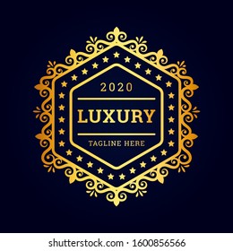 Elegance vintage luxury logo design with golden effect