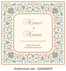 Elegance wedding card or invitation with floral ornament background. Perfect as invitation or announcement