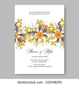 Elegance Wedding Invitation Floral Wreath with pink flowers Anemones, leaves, branches, wild Privet Berry, vector floral illustration in vintage watercolor style
