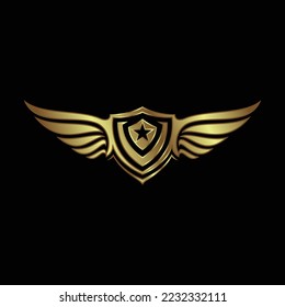 Elegance wing shield with star. Vector illustration EPS.8 EPS.10