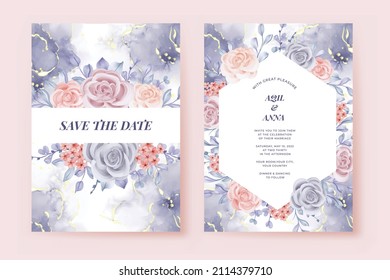 Elegancia Invitación a Boda de Invierno Set plantilla de Flor de Rosa