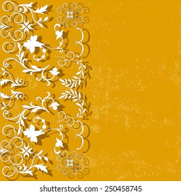 elegance yellow background with lace pattern, for greeting, invitation card, or cover. Vector, EPS 10