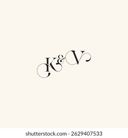 elegancy and beauty in one look VK with monogram concept letter wedding caligraphic logo