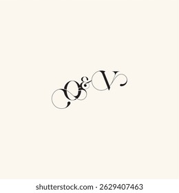 elegancy and beauty in one look VO with monogram concept letter wedding caligraphic logo