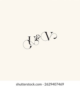 elegancy and beauty in one look VU with monogram concept letter wedding caligraphic logo