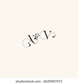 elegancy and beauty in one look VX with monogram concept letter wedding caligraphic logo
