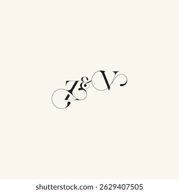 elegancy and beauty in one look VZ with monogram concept letter wedding caligraphic logo