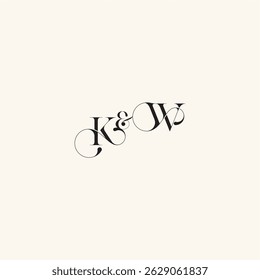elegancy and beauty in one look WK with monogram concept letter wedding caligraphic logo