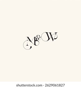 elegancy and beauty in one look WM with monogram concept letter wedding caligraphic logo