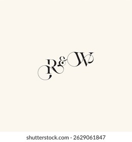 elegancy and beauty in one look WR with monogram concept letter wedding caligraphic logo