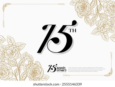 Elegant 15th Anniversary Celebration with Gold and Rose Flower Background