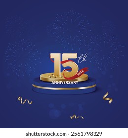 Elegant 15th anniversary design gold