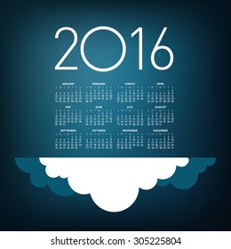 An Elegant 2016 Cloud Calendar with Space for Type
