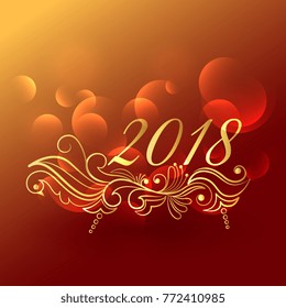 elegant 2018 new year greeting design with floral decoration