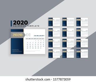 elegant 2020 business style calendar layout template design