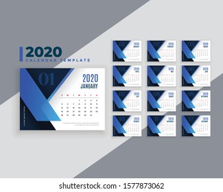 elegant 2020 business style calendar layout template design