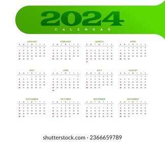 elegant 2024 annual schedule calendar template a printable design vector