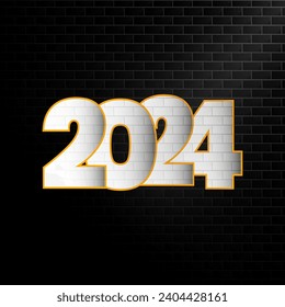 Elegant 2024 New Year background. Elegant festive banner with 3d text effect.