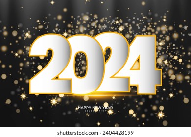 Elegant 2024 New Year background. Elegant festive banner with 3d text effect.