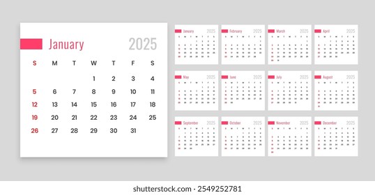 elegant 2025 calendar design in clean style vector