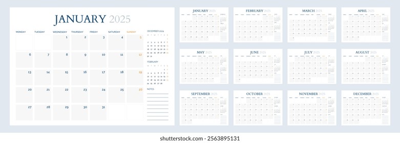 Elegant 2025 Calendar in Modern Minimal Clean Style