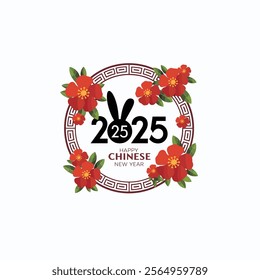 Elegant 2025 Chinese New Year Greeting Card  Year of the Rabbit Design
Modern Chinese New Year Card with Rabbit-Themed 2025 Design
2025 Year of the Rabbit Greeting Card with Golden Circular Bord