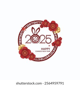 Elegant 2025 Chinese New Year Greeting Card  Year of the Rabbit Design
Modern Chinese New Year Card with Rabbit-Themed 2025 Design
2025 Year of the Rabbit Greeting Card with Golden Circular Bord