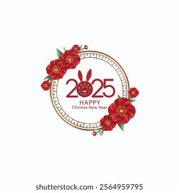 Elegant 2025 Chinese New Year Greeting Card  Year of the Rabbit Design
Modern Chinese New Year Card with Rabbit-Themed 2025 Design
2025 Year of the Rabbit Greeting Card with Golden Circular Bord