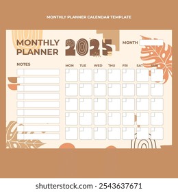 Elegant 2025 Monthly Planner Template with Nature Elements