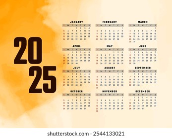 Elegant 2025 new year annual calendar design vector